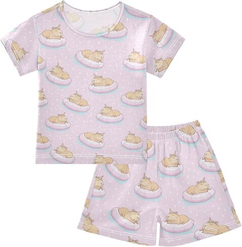 Capybara Strawberry Pajamas Sets Cute Summer Shorts Set for Nightwears in Saudi Arabia