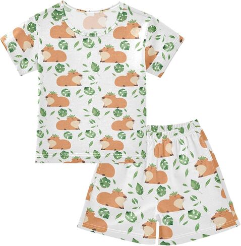 Capybara Strawberry Pajamas Sets Cute Summer Shorts Set for Nightwears in Saudi Arabia