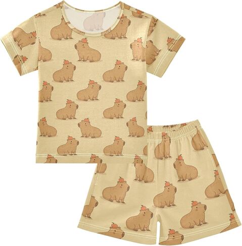 Capybara Strawberry Pajamas Sets Cute Summer Shorts Set for Nightwears in Saudi Arabia