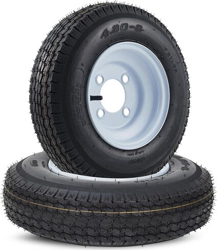 2PCS 4.80-8 480-8 4.80 x 8 with 4 Lug Trailer Tire, Max Load 760 LBS 90PSI, Center Bore 2.85", 2 Pack 4.80 8 Tires with 4 Lug on 4 inch, Muti Function Lawn Mower & Tractor Turf & Boat Tire in Saudi Arabia