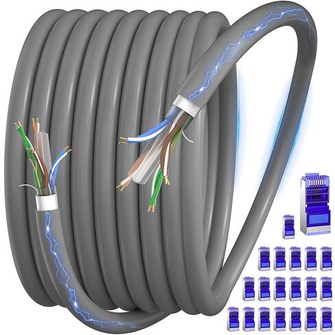 Ethernet Cable 10ft, Cat 6 Cable Outdoor &Indoor FTP Shielded Ethernet Cable, 23AWG Gigabit Ethernet Patch Cords CCA, UV Resistant, Waterproof, Direct Burial, LLDPE PVC with RJ45 Connector for Router in Saudi Arabia