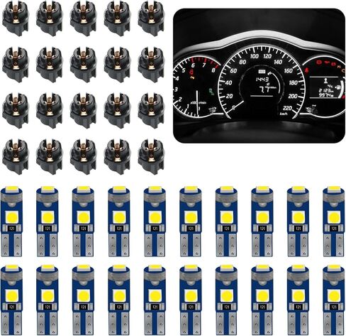 20PCS T5 LED Bulbs 74 Dash Light Bulbs 2721 74 T5 37 Wedge LED Bulb with PC74 PC37 Twist Lock Socket Dashboard Lights Instrument Cluster Indicator Digital Dash Cluster Super Bright Interior Lamp in Saudi Arabia
