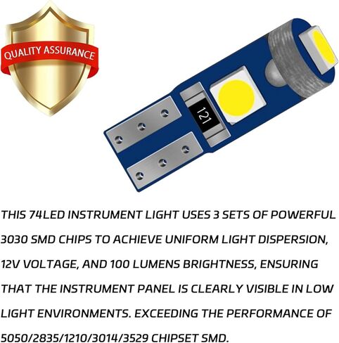 20PCS T5 LED Bulbs 74 Dash Light Bulbs 2721 74 T5 37 Wedge LED Bulb with PC74 PC37 Twist Lock Socket Dashboard Lights Instrument Cluster Indicator Digital Dash Cluster Super Bright Interior Lamp in Saudi Arabia