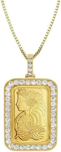 Diamond Pamp 24K Yellow Gold Suisse Bar 1oz-gram Lady Fortuna مع إطار من الذهب الأصفر عيار 14 قيراط in Kuwait