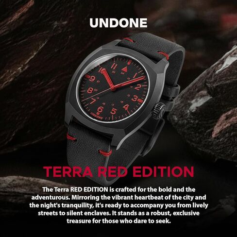 UNDONE Terra Daybreak Suede 37 mm Automatic Men's Watch with Brown Suede Band and Black Dial Wrist Watch for Men in Saudi Arabia