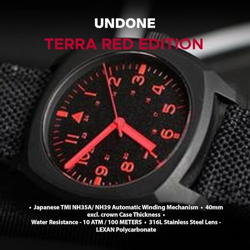 UNDONE Terra Daybreak Suede 37 mm Automatic Men's Watch with Brown Suede Band and Black Dial Wrist Watch for Men in Saudi Arabia
