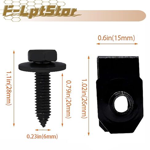 20pcs M6×1.0 U Clip Nut and Body Bolts Kit Compatible with Gm Ford Chevy Buick Chrysler -Application Body Fender Bumper Radiator Hood Fender Skid Plate-Replaces 11503834. in Kuwait