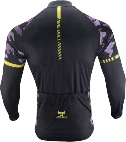 طقم جيرسي لركوب الدراجات للرجال - قميص عاكس للضوء سريع الجفاف لركوب الدراجات وسروال طويل مبطن ثلاثي الأبعاد لركوب الدراجات وأكمام طويلة أرجواني in Kuwait