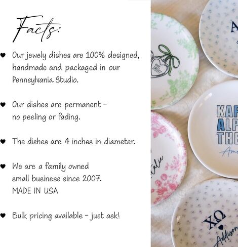 Personalized Sorority Jewelry Dish, Alpha Phi, Gamma Phi, Pi Phi, ChiO, TriDelt, Kappa, Theta, KD, DG, Alpha Chi, ADPi, Zeta in Saudi Arabia
