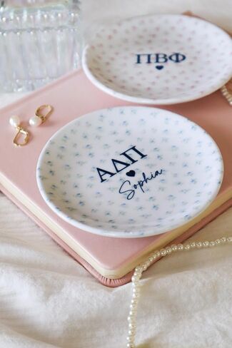 Personalized Sorority Jewelry Dish, Alpha Phi, Gamma Phi, Pi Phi, ChiO, TriDelt, Kappa, Theta, KD, DG, Alpha Chi, ADPi, Zeta in Saudi Arabia