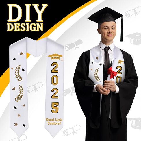 Haysandy 20 Pieces 62 Inches Unisex Adult Plain Graduation Stole, Satin Honor Graduate Sash Scarf for Men Women (White) in Saudi Arabia