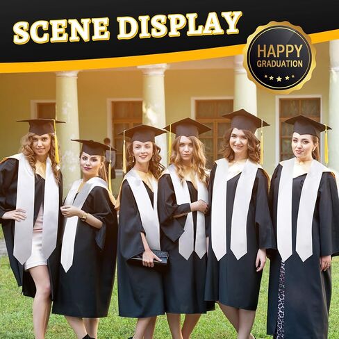 Haysandy 20 Pieces 62 Inches Unisex Adult Plain Graduation Stole, Satin Honor Graduate Sash Scarf for Men Women (White) in Saudi Arabia