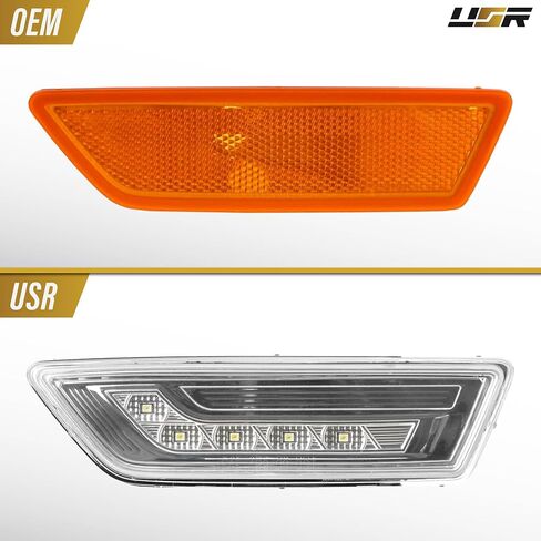 USR 12-14 W218 مصباح تحديد الجانب الأمامي - زوج مصابيح وقوف السيارات (يسار + يمين) - متوافق مع فئة مرسيدس بنز CLS 2012-2014 (عدسة واضحة كريستال مع LED أبيض) - لا يناسب AMG in Kuwait