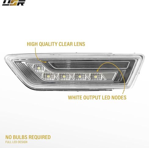 USR 12-14 W218 مصباح تحديد الجانب الأمامي - زوج مصابيح وقوف السيارات (يسار + يمين) - متوافق مع فئة مرسيدس بنز CLS 2012-2014 (عدسة واضحة كريستال مع LED أبيض) - لا يناسب AMG in Kuwait