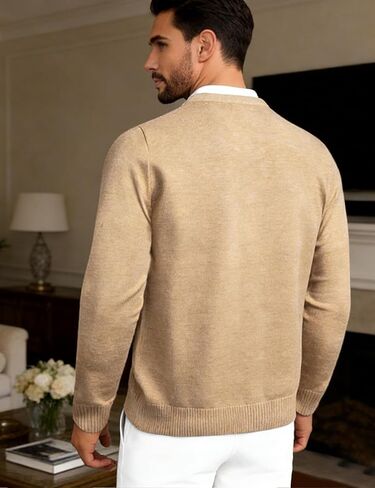 Barry.Wang Mens Cardigan Sweater Long Sleeve Casual V Neck Solid Knitwear Cardigans with Pockets Business Weekend in Saudi Arabia