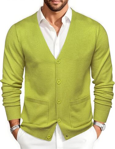 Barry.Wang Mens Cardigan Sweater Long Sleeve Casual V Neck Solid Knitwear Cardigans with Pockets Business Weekend in Saudi Arabia