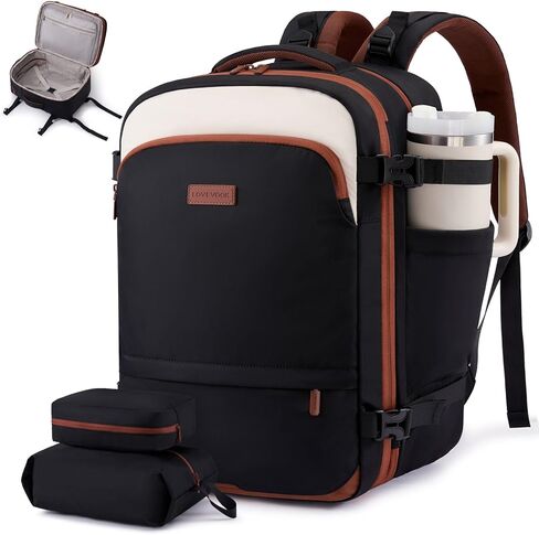 LOVEVOOK Travel Backpack for Women, 45L Expandable Large Carry On Backpack, Personal Item Travel Bag Flight Approved, Business Weekender Overnight Essentials Waterproof Back Pack, Fit 17 Inch Laptop in Kuwait