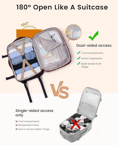 LOVEVOOK Travel Backpack for Women, 45L Expandable Large Carry On Backpack, Personal Item Travel Bag Flight Approved, Business Weekender Overnight Essentials Waterproof Back Pack, Fit 17 Inch Laptop in Kuwait
