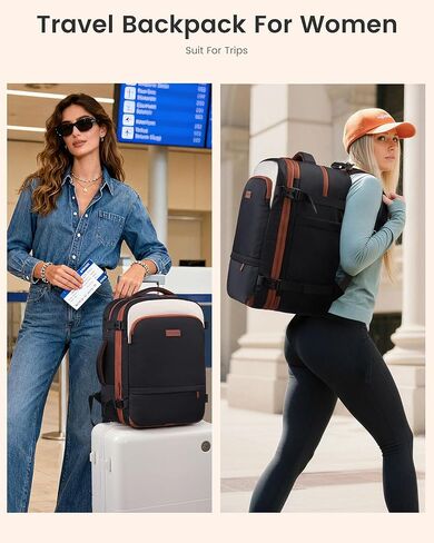 LOVEVOOK Travel Backpack for Women, 45L Expandable Large Carry On Backpack, Personal Item Travel Bag Flight Approved, Business Weekender Overnight Essentials Waterproof Back Pack, Fit 17 Inch Laptop in Kuwait