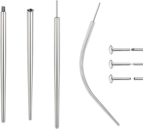 BodyAce 14G 16G 18G 20G ثقب مستدق، مسمار دبوس إدخال بدون خيوط من الفولاذ المقاوم للصدأ على أداة مساعدة، مجموعة تمديد ثقب الجسم المنحنية للأذن / الأنف / السرة / الشفة / الحاجب in Saudi Arabia