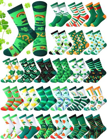 Shinymoon 24 Pairs St. Patricks Day Socks Bulk Fancy Funny Novelty Shamrock Socks for Women Girls Holiday Gifts in Saudi Arabia
