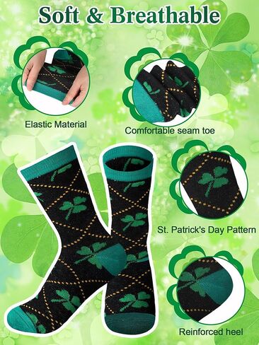 Shinymoon 24 Pairs St. Patricks Day Socks Bulk Fancy Funny Novelty Shamrock Socks for Women Girls Holiday Gifts in Saudi Arabia
