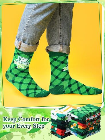 Shinymoon 24 Pairs St. Patricks Day Socks Bulk Fancy Funny Novelty Shamrock Socks for Women Girls Holiday Gifts in Saudi Arabia