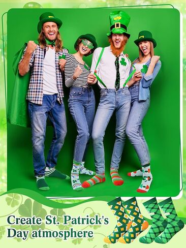Shinymoon 24 Pairs St. Patricks Day Socks Bulk Fancy Funny Novelty Shamrock Socks for Women Girls Holiday Gifts in Saudi Arabia