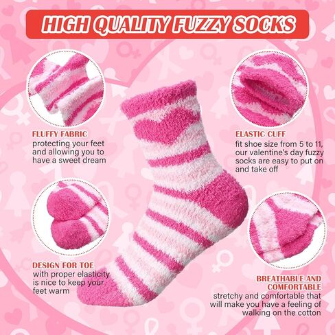 Foaincore 20 Pairs Valentine‘S Day Fuzzy Socks for Woman with Drawstring Gift Bags Set Fluffy Comfortable Fluffy Socks Colorful Warm Winter Comfort Slippers Holiday Sock for Galentine‘S Day Gifts in Saudi Arabia