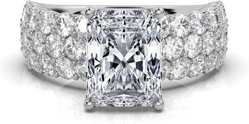 خاتم خطوبة مويسانيتي مقطوع مشع 1-5 قيراط للنساء 10 قيراط 14 قيراط 18 قيراط من الذهب الأبيض و925 من الفضة الإسترليني خاتم خطوبة مخفي هدية عيد الميلاد للنساء (5 قيراط 11 × 9 مم، مشع) in Kuwait