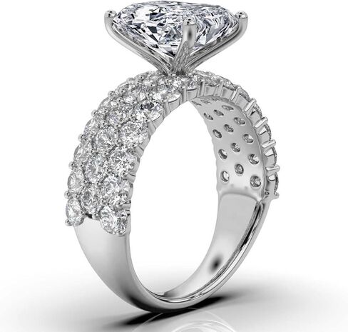 خاتم خطوبة مويسانيتي مقطوع مشع 1-5 قيراط للنساء 10 قيراط 14 قيراط 18 قيراط من الذهب الأبيض و925 من الفضة الإسترليني خاتم خطوبة مخفي هدية عيد الميلاد للنساء (5 قيراط 11 × 9 مم، مشع) in Kuwait