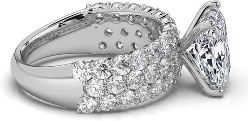 خاتم خطوبة مويسانيتي مقطوع مشع 1-5 قيراط للنساء 10 قيراط 14 قيراط 18 قيراط من الذهب الأبيض و925 من الفضة الإسترليني خاتم خطوبة مخفي هدية عيد الميلاد للنساء (5 قيراط 11 × 9 مم، مشع) in Kuwait