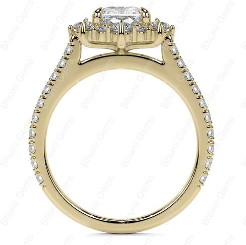 2CT-4CT خاتم الخطوبة العنقودية هالو مويسانيتي خاتم الزواج للنساء وعد الهدايا لها | فضة استرلينية 925، ذهب خالص 10/14/18 قيراط ومقاس 4-12 in Kuwait
