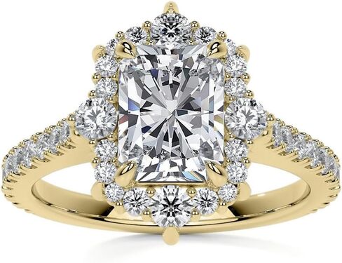 2CT-4CT خاتم الخطوبة العنقودية هالو مويسانيتي خاتم الزواج للنساء وعد الهدايا لها | فضة استرلينية 925، ذهب خالص 10/14/18 قيراط ومقاس 4-12 in Kuwait