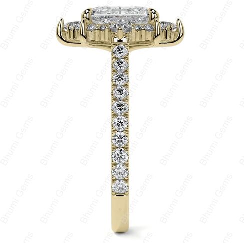 2CT-4CT خاتم الخطوبة العنقودية هالو مويسانيتي خاتم الزواج للنساء وعد الهدايا لها | فضة استرلينية 925، ذهب خالص 10/14/18 قيراط ومقاس 4-12 in Kuwait