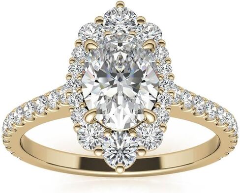 2CT-4CT خاتم الخطوبة العنقودية هالو مويسانيتي خاتم الزواج للنساء وعد الهدايا لها | فضة استرلينية 925، ذهب خالص 10/14/18 قيراط ومقاس 4-12 in Kuwait