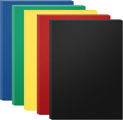 HOUYEE 50 Pack 16 Mil Binding Presentation Covers,Sand-Textured Polycovers,8-1/2" x 11" Letter Size Un-Punched Binding Covers 5 Multi Colors (Black, Yellow, Red, Green, Blue) in Saudi Arabia