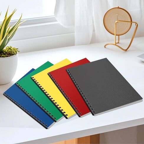 HOUYEE 50 Pack 16 Mil Binding Presentation Covers,Sand-Textured Polycovers,8-1/2" x 11" Letter Size Un-Punched Binding Covers 5 Multi Colors (Black, Yellow, Red, Green, Blue) in Saudi Arabia