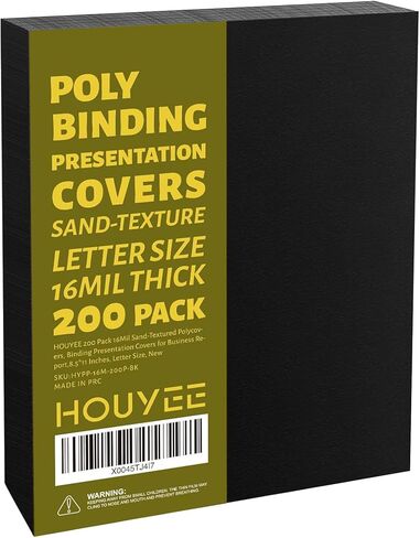 HOUYEE 50 Pack 16 Mil Binding Presentation Covers,Sand-Textured Polycovers,8-1/2" x 11" Letter Size Un-Punched Binding Covers 5 Multi Colors (Black, Yellow, Red, Green, Blue) in Saudi Arabia