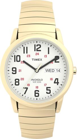 Timex Men's Easy Reader 35mm Watch – Silver-Tone Case White Dial with Extra-Long Silver-Tone Expansion Band in Kuwait