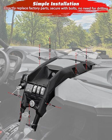 Dashboard Control Kit for 2017+ Can-Am Maverick X3, Black Dashboard Control Panel Kit Dash Protective Cover for Can Am Maverick X3 Max Turbo R RR 2017-2026 Accessories, Replace #703501035 in Saudi Arabia