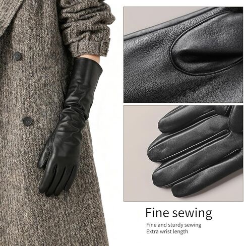 #&? HASHTAG AND WHAT CK01 50cm Long Silk Lined Goatskin Touchscreen Gloves - Elegant Opera Evening Gloves, Luxury Gift Boxed in Saudi Arabia