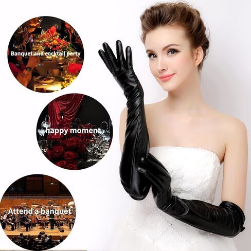 #&? HASHTAG AND WHAT CK01 50cm Long Silk Lined Goatskin Touchscreen Gloves - Elegant Opera Evening Gloves, Luxury Gift Boxed in Saudi Arabia