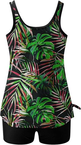 Tankini Swimsuits for Women Tummy Control Swim Tank and Shorts 2 Piece Bathing Suit Floral Vacation Modest Swimwear in Saudi Arabia