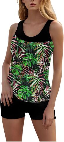 Tankini Swimsuits for Women Tummy Control Swim Tank and Shorts 2 Piece Bathing Suit Floral Vacation Modest Swimwear in Saudi Arabia