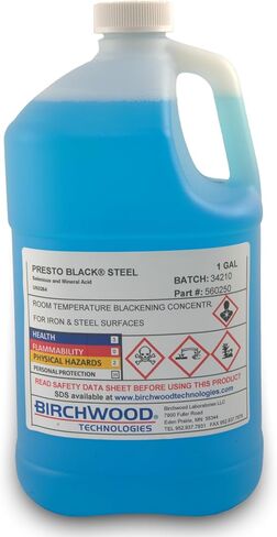 Birchwood Technologies Presto Black STEEL PC9 - حل اسوداد متعدد الاستخدامات لسبائك الحديد والفولاذ، طلاء أكسيد الزنجار الأزرق والأسود التقليدي (8 أونصة) in Kuwait