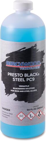 Birchwood Technologies Presto Black STEEL PC9 - حل اسوداد متعدد الاستخدامات لسبائك الحديد والفولاذ، طلاء أكسيد الزنجار الأزرق والأسود التقليدي (8 أونصة) in Kuwait