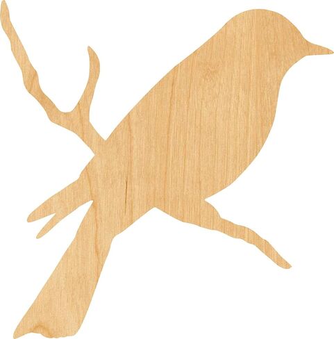 Laser Cut Bird on Branch Wood Blank, DIY Craft Shape, Unfinished Wooden Cutout, Crafting Supplies (1/4 inch Thick, 5") in Saudi Arabia