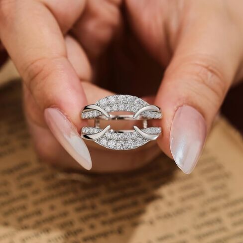 Wuziwen Vintage Moissanite Ring Enhancer for Engagement Rings Guard Wedding Bands for Women D Color VVS1 925 Sterling Silver in Saudi Arabia