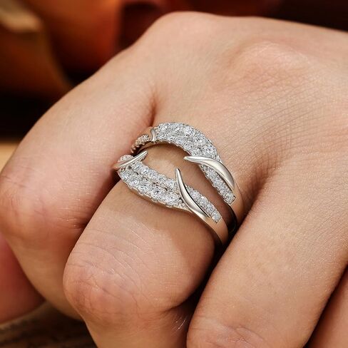 Wuziwen Vintage Moissanite Ring Enhancer for Engagement Rings Guard Wedding Bands for Women D Color VVS1 925 Sterling Silver in Saudi Arabia
